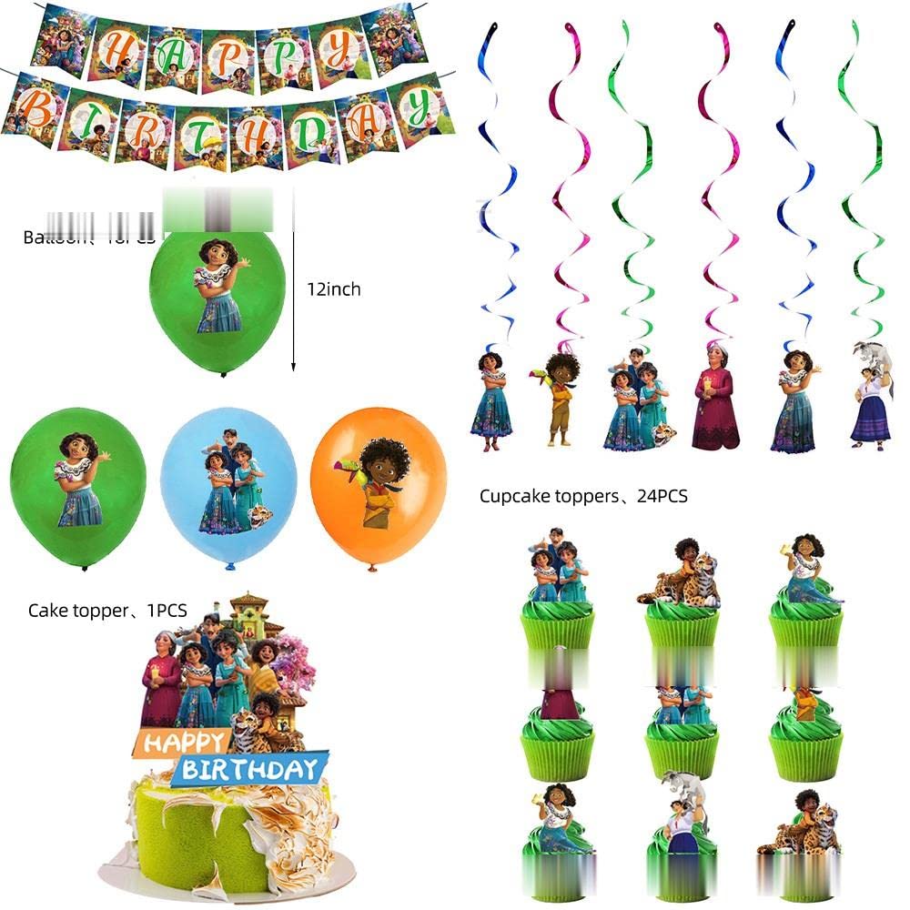 Mirabell and the House Full of Magic Birthday Decoration Party Set Encanto Disney Movie Anime 2 Characters Cute Funny Children Boys Girls Orange Green