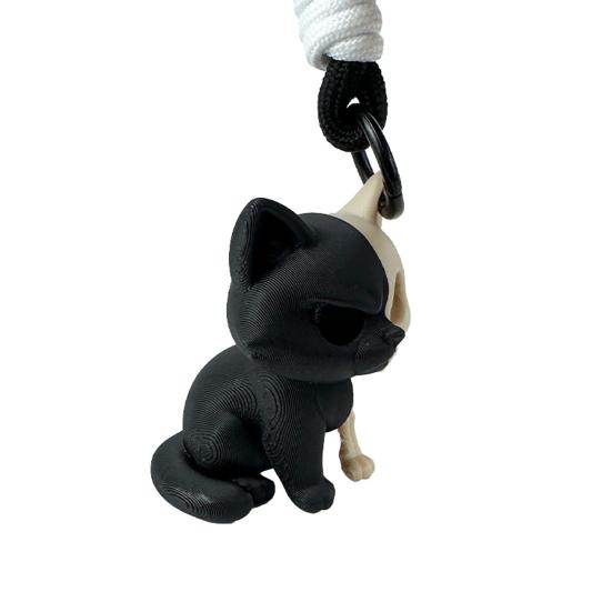 3D Printed Skeleton Cat Keychain Fidget Toy Animal Centerpiece Figurine with Movable Joints Desk Decor