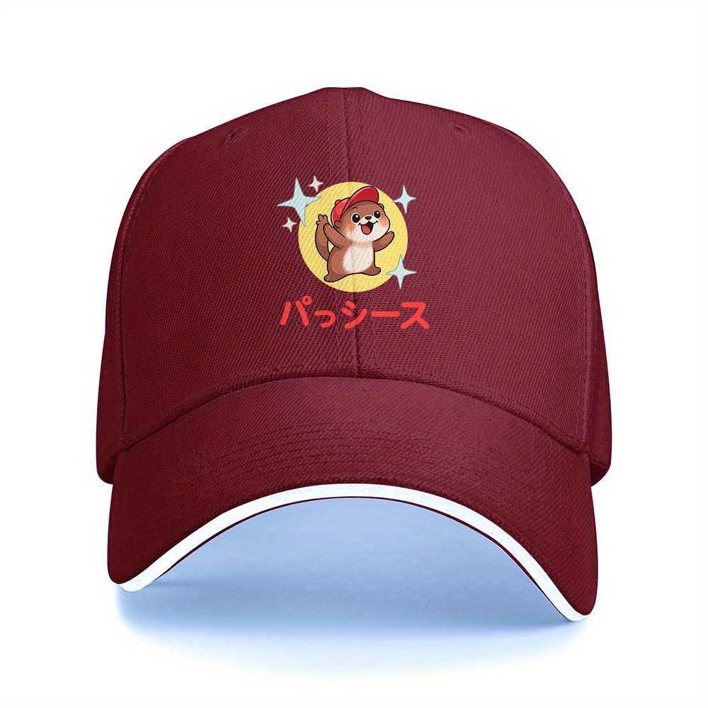 Cute Otter in Red Cap Baseball Cap Adjustable Polyester Casual Print Summer Sports Cap