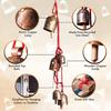 Handmade Rustic Wind Chimes for Outside with 5 Brass-Coated Metal Bells 30 Inch – Boho Outdoor Patio, Garden, Balcony & Farmhouse Decor