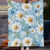 Charming Daisy Floral Throw Soft Cozy Blanket with Blue White Design Ideal for Nature Home Decor Enthusiasts