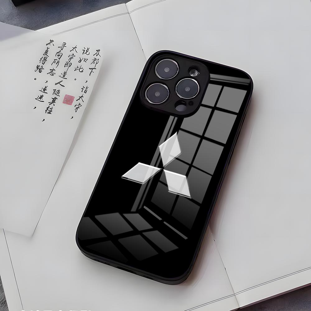 M-Mitsubishi M-Motors Phone Case For IPhone 17 Air 16 E Pro Max 15 14 13 Mini 12 Pro 11 Max Plus Black Glass Cover