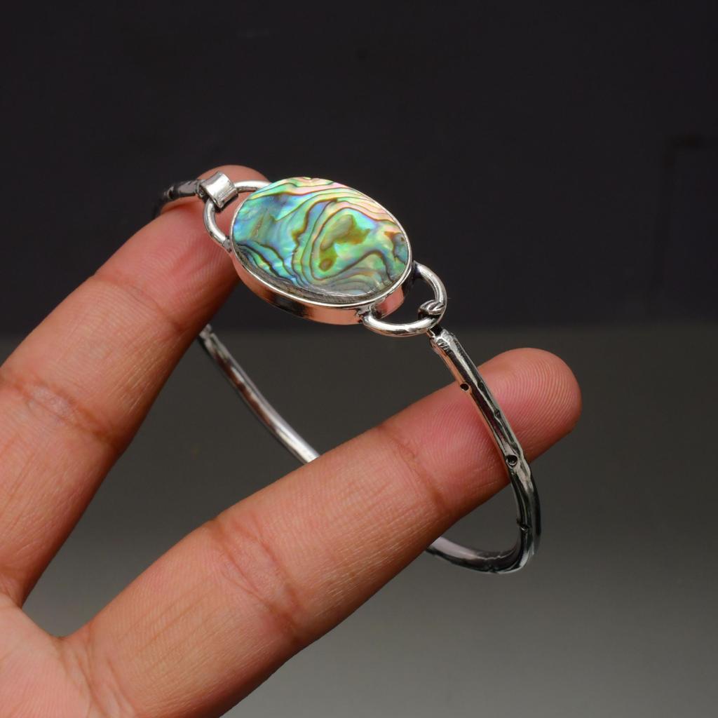 Abalone Shell Gemstone : 925 Sterling Silver Handmade Gemstone Bracelet Jewelry