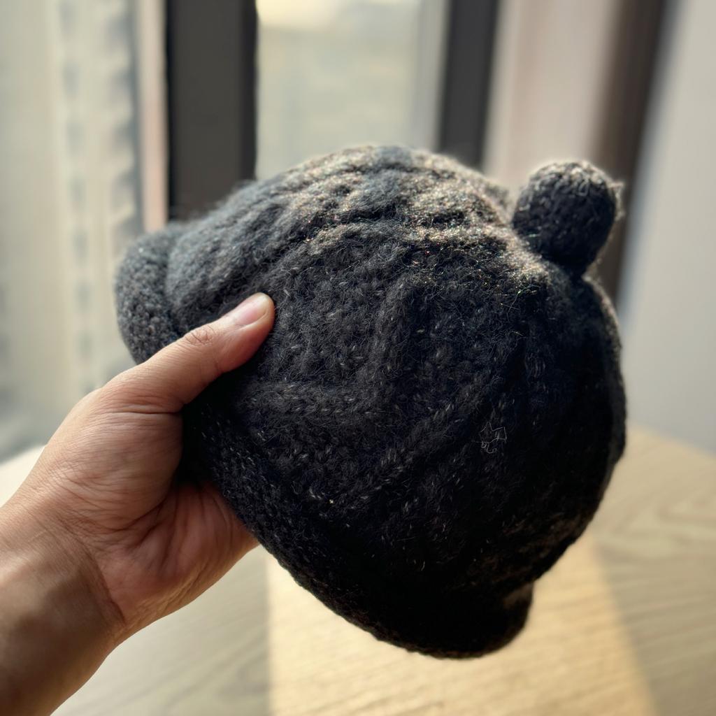 Новая милая маленькая нишевая тонкая шерстяная шапка-пушок для женщин на осень и зиму, теплая вязаная шапка-бини, универсальная