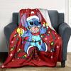 Christmas Stitch Lights Flannel Blanket Super Soft Warm Cozy Blanket For Sofa Bed Office Travel Allseason Home Decor Gift