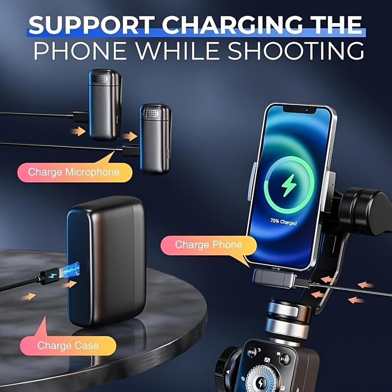 Беспроводной микрофон для iPhone - с зарядным чехлом на 500 мАч и 30 часами работы в режиме воспроизведения, 2 шт., миниатюрный петличный микрофон с клипсой, маленький микрофон для записи видео