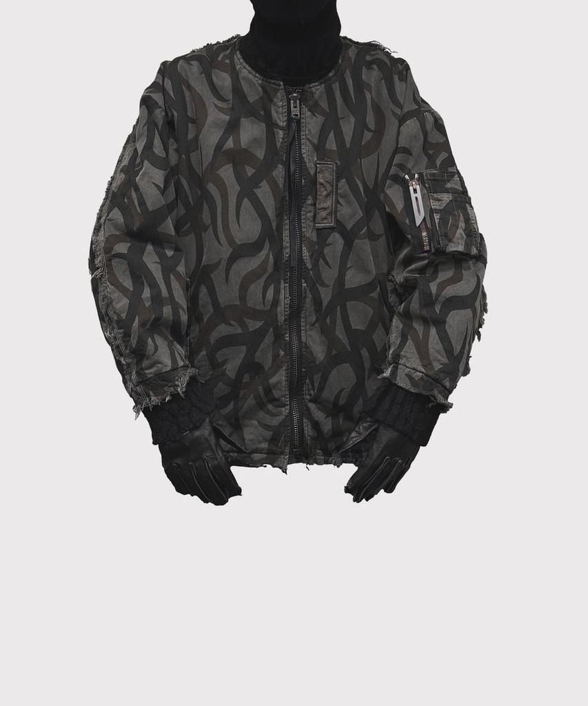Minus Slash Seam Tribal Camouflage Flight Jacket 20Yeas Bk(Aged Twill) - Black Lining