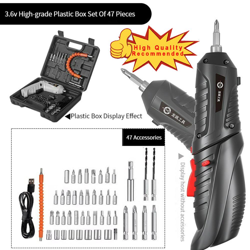 Бытовая электрическая отвертка, аккумуляторная аккумуляторная ударная дрель, мини-беспроводная электрическая дрель, набор отверток, электрическая партия