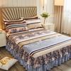 Printed Bed Skirt Skin-Friendly Bed Skirt Single Piece Single Double Bed Cover Three-Piece Set Double Layer Lace Bed Skirt Bed Cover