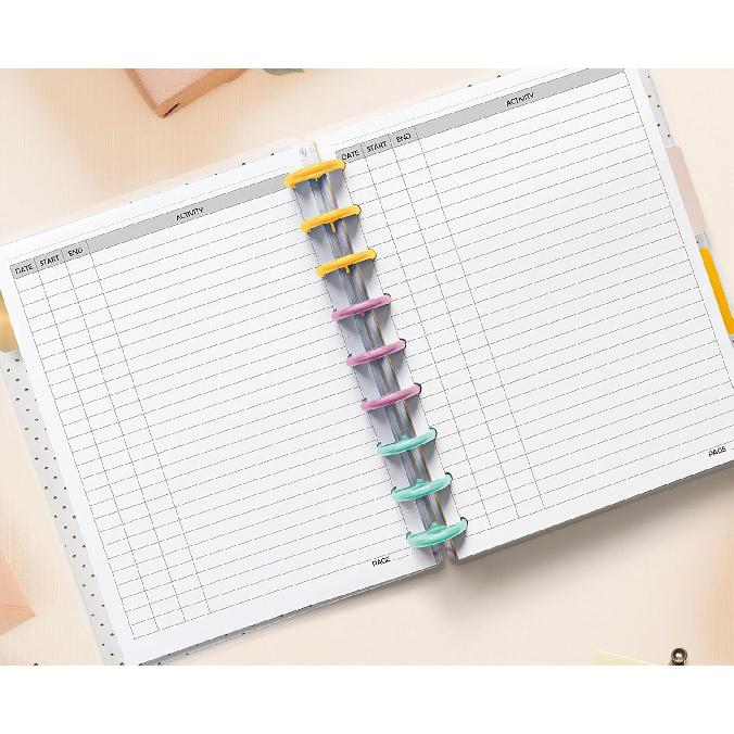 Activity Log Refill Pages fits Discbound Planners, Time Activity Tracker Log Refills, Pre-punched Happy Planner erts (9 Disc Classic)