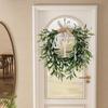 Artificial Olive Wreath Christmas Garland Fake Spring Plants Swag for Front Door Celebration