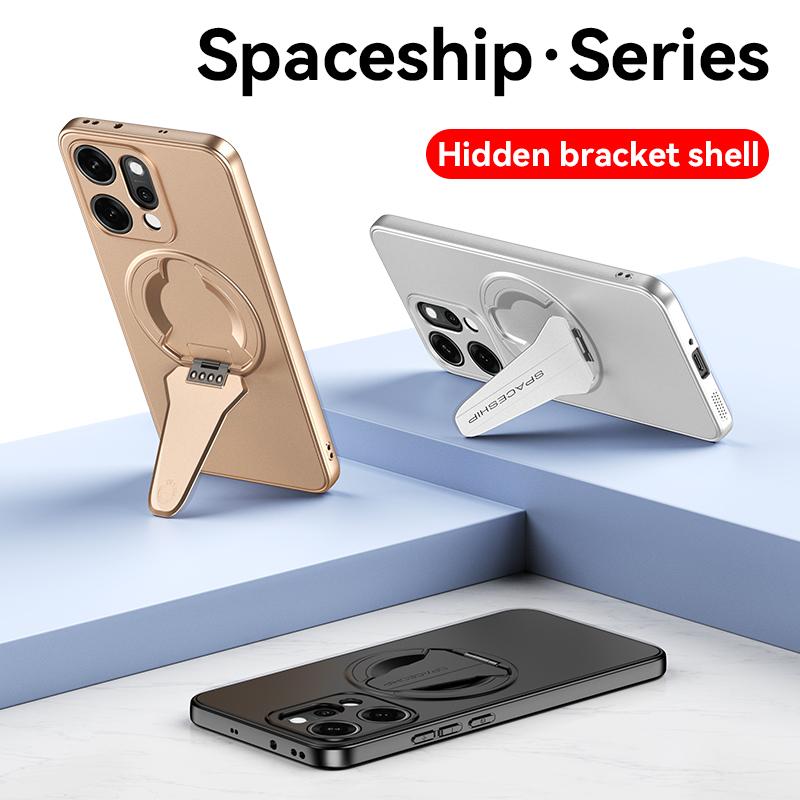 For Oppo Reno 13 14 Reno13 Reno14 Pro Case Magnetic Suction Metallic Colors Spacecraft Style Kickstand Soft Plating Cover Shell