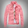 Autumn Korean Style Men's Slim Fit Yellow Denim Jacket - Stretch, Trendy Long Sleeve