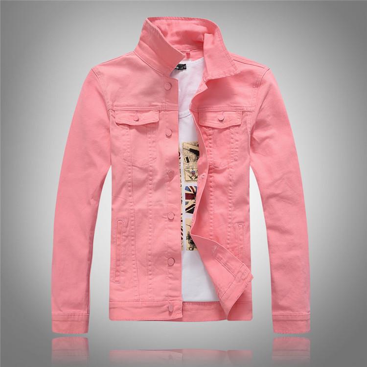 Autumn Korean Style Men's Slim Fit Yellow Denim Jacket - Stretch, Trendy Long Sleeve