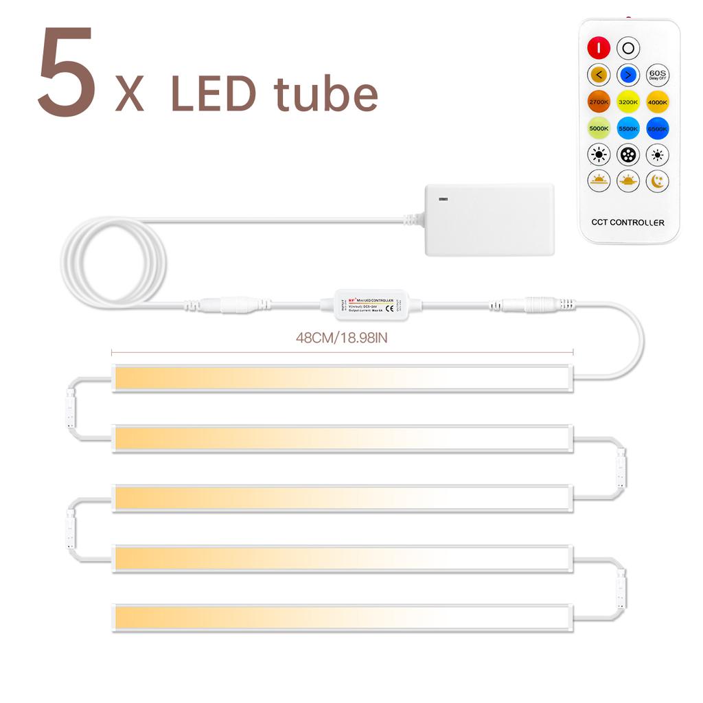 DC24V CCT Dimmable Under Cabinet LED Light Bar 48CM Linkable Aluminum 2700K-6500K Remote Control Kitchen Counter Workbench Lamp