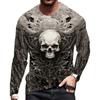 T-Shirt Homme Impression 3D Crâne T-Shirt Col Rond Surdimensionné T-Shirt À Manches Longues T-Shirts Vintage Vêtements De Sport Vêtements Pour Hommes