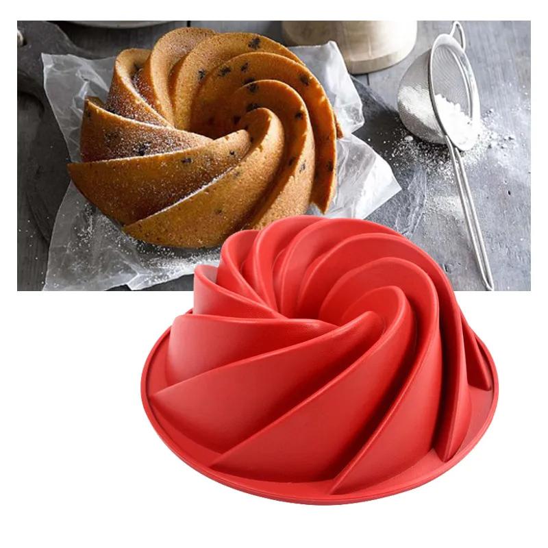 1Pc 3D Large Spiral Shape Silicone Cake Pan Mould Diy Pastry Shop Bakeware Mold Baking Tools Cyclone Shape Cake Mould