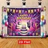 2D Purple Glitter Gymnast Birthday Backdrop Teen Girls Sport Party Decor Background Cloth