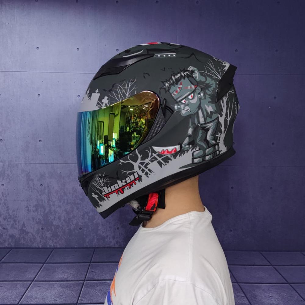 Double Lens Motorcycle Helmet Men's Off-Road Running Helmet Electric Vehicle Women's Winter Full Cap Full Helmet