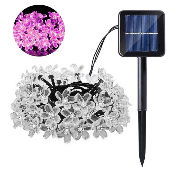 7m IP65 Waterproof Fairy Solar Sakura String 50LEDs Lights Garden Party Decor