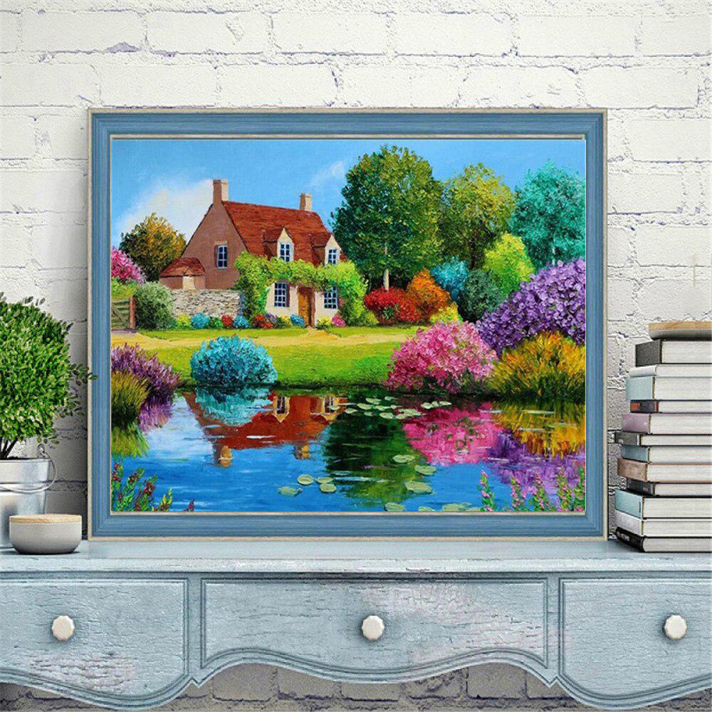 Алмазная мозаика Пейзаж Дерево Полный макет Алмазная картина Дом Набор для вышивки крестом Вышивка Ручная работа Новое поступление