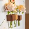 Wooden Test Tube Vase Refrigerator Magnet Hydroponic Plants Propagation Vase Planter Home