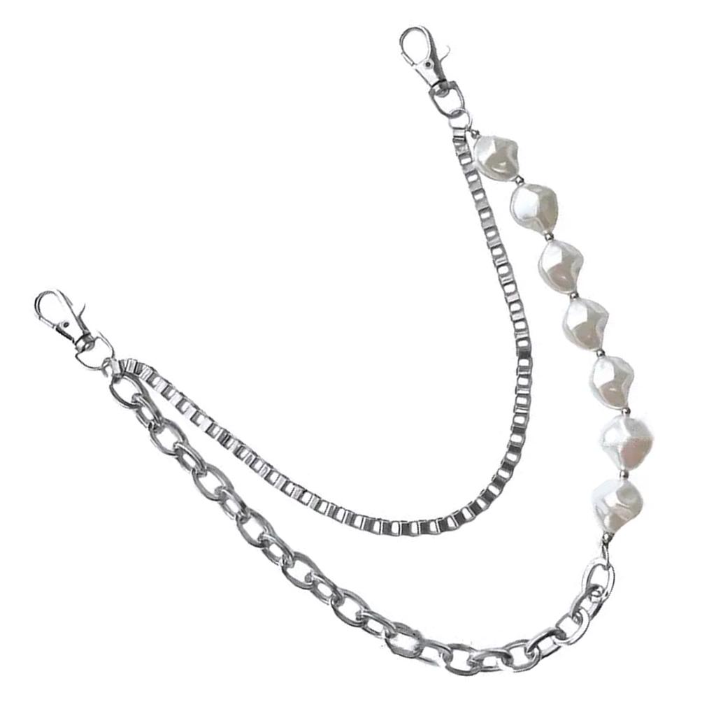 Модный ремень-цепочка с нерегулярными бусинами из искусственного жемчуга, цепочка для брюк, идеально подходит для модных и музыкальных фестивальных нарядов