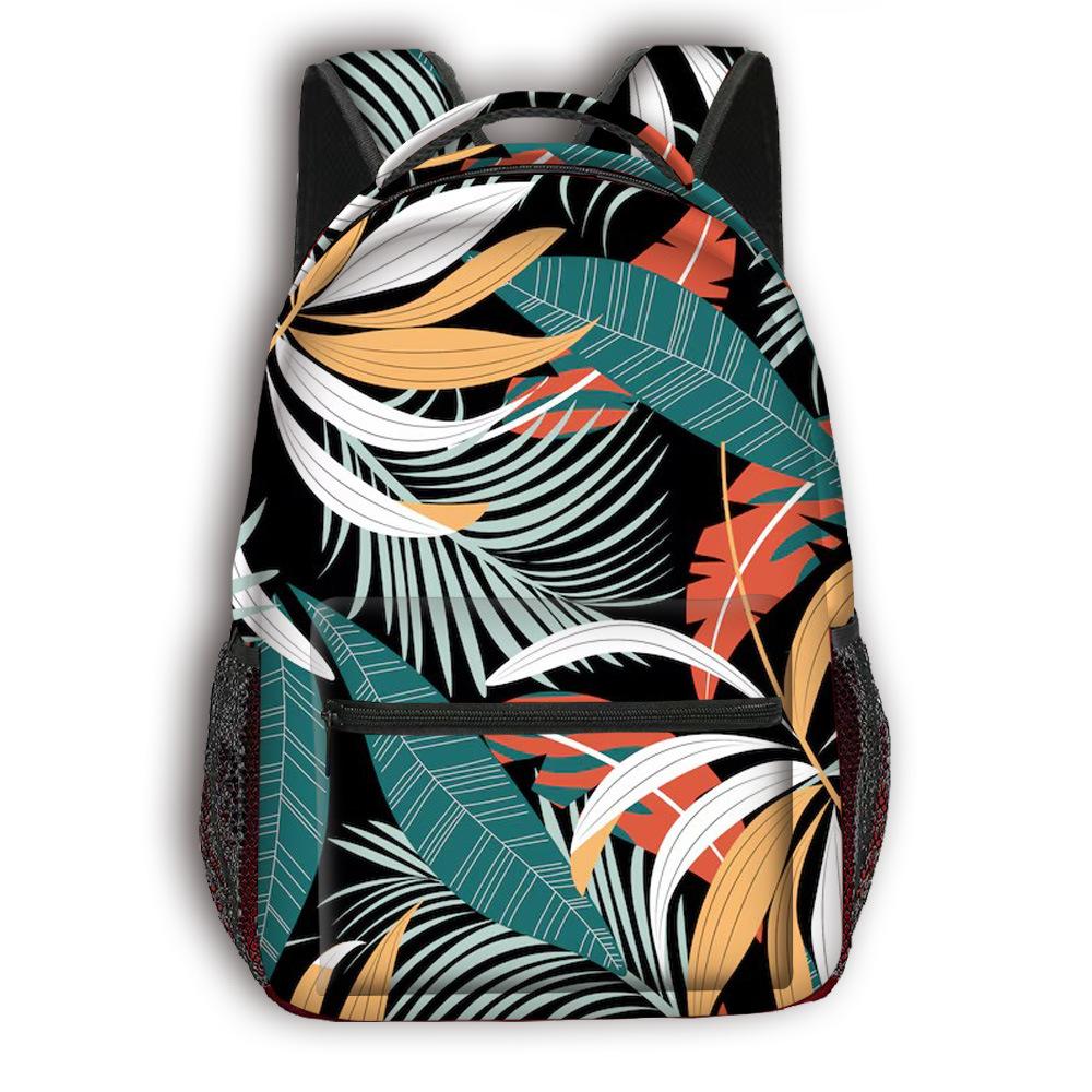 Cartoon Kpop Youthful School Bags Unisex Flowers Leaves Travel Bags 3D Print Oxford Waterproof Notebook Shoulder Backpacks