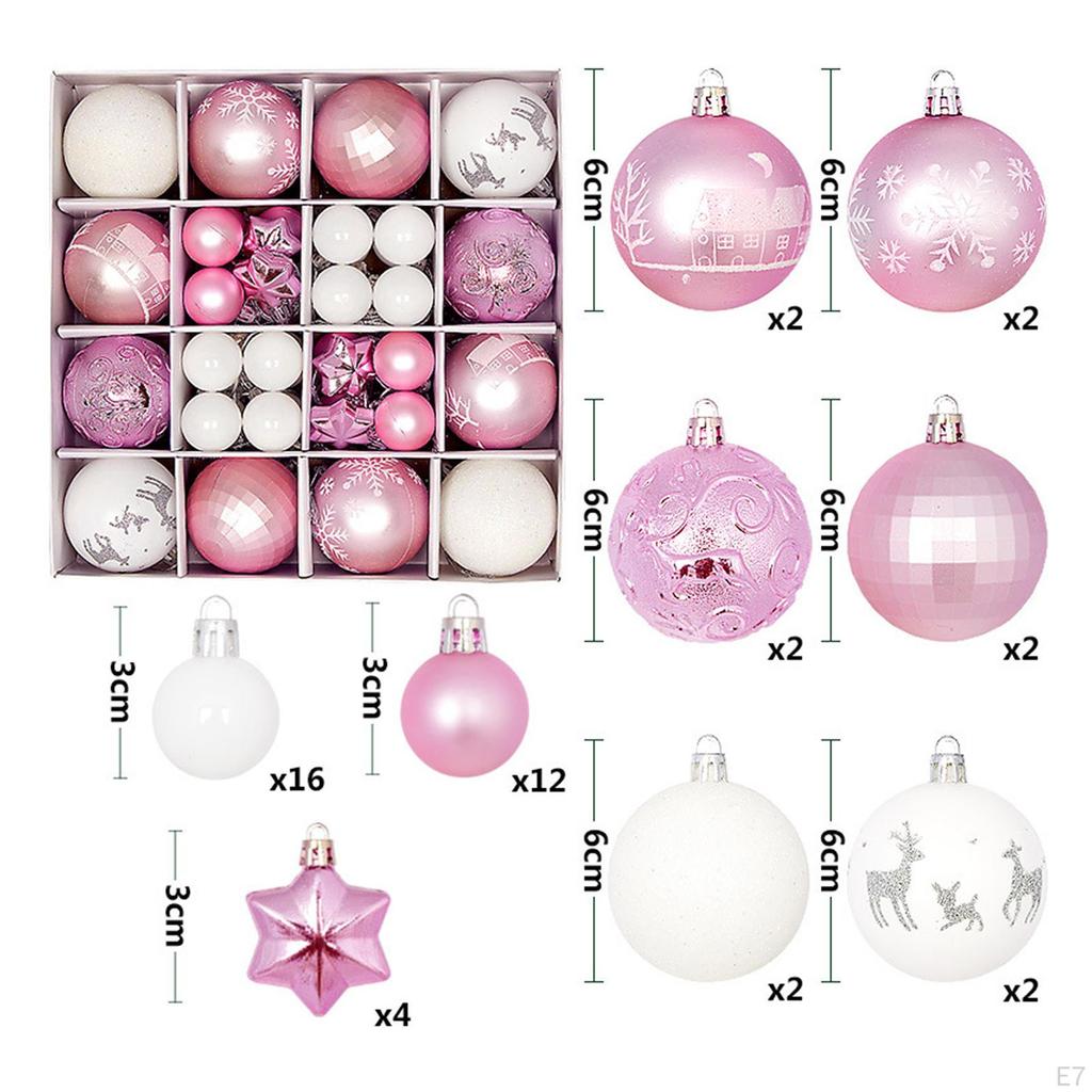 44 Count Christmas Balls for Tree Decor, Shiny Hanging Ornaments Collection
