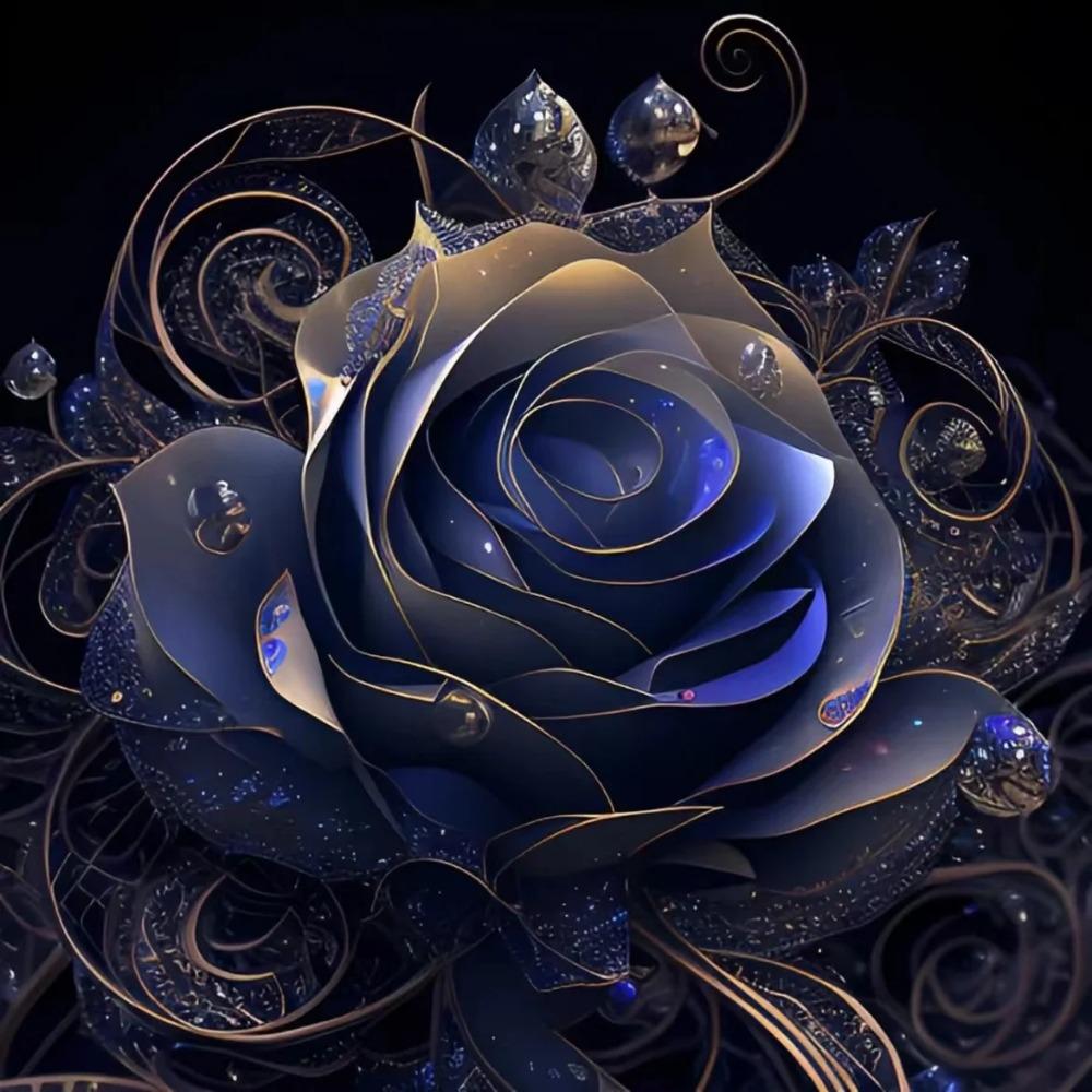 Алмазная картина, полная дрель, милое животное, круглая алмазная живопись, ручная работа, голубая роза, сделай сам, алмазная мозаика, картина, украшение дома