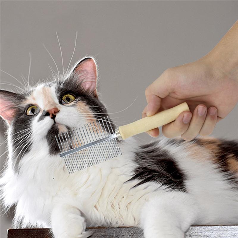 Pet Hair Remover Cat Hair Comb Grooming Wooden Handle Cat Comb Smooth Hair Dog Brush