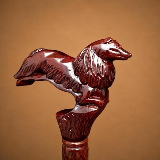 Loyal Guardian Dog Cane  Hand Carved Wooden Walking Stick, Dog Handle Walking Cane, Animal Lover Gift, Gentleman’s Polished Wood Cane