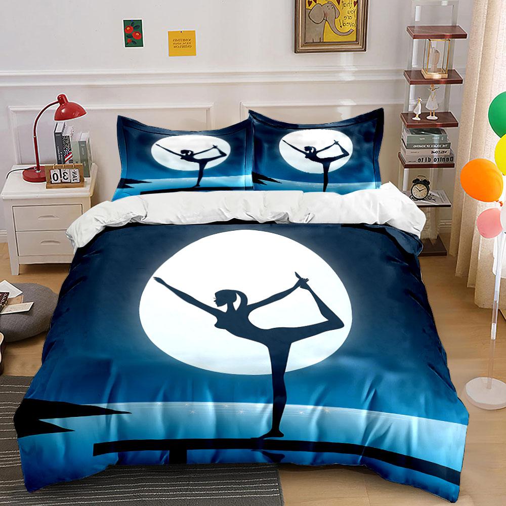Yoga pose silhouette. Bedding sets Duvet cover sets Duvet covers Pillowcases(1*Duvet Cover 2*Pillowcases without duvet insert)