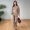2025 Summer Women's European & American Style Button Cardigan and Casual Long Sleeve Top & Pants Set