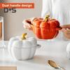 Pumpkin Bowl with Double Handles Stackable Ceramic Pumpkin Soup Bowls Glossy Enamel Pumpkin Snack Container for Baking Serving Halloween Gift