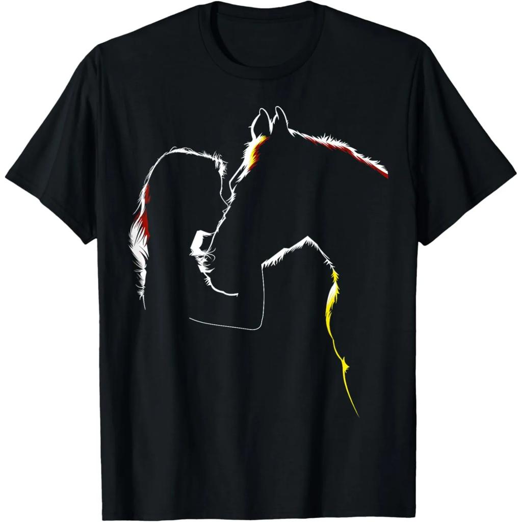 Heart Horse Cute Love Equestrian T Shirts Men Women Pure Cotton Humor Streetwear Tee Shirt Short Sleeve Unisex Loose Clothing