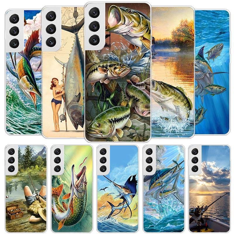Offshore Angling Fishing Fish Rod Cover Phone Case For Samsung Galaxy S26 S25 Edge S24 Ultra S23 S22 Plus S21 S20 FE Soft Fundas