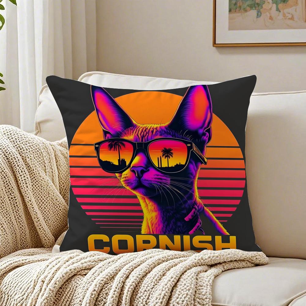 Retro Street Trend Prints Cushion Cover Pillowcase Antidustmite living Room Sofa Decor Cushion Room