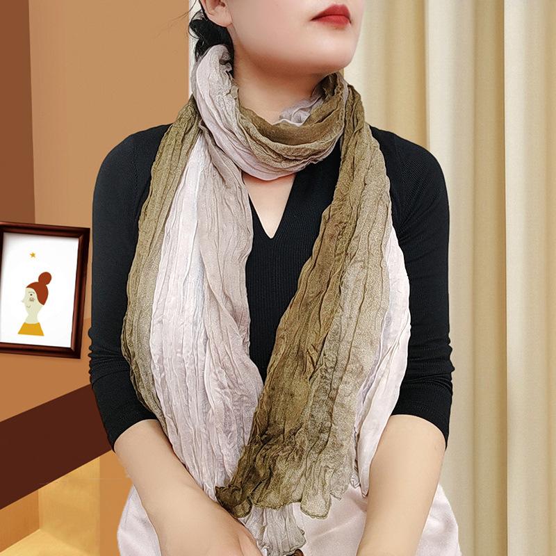 Small Floral Thin Mori Age-reducing Wrinkled Sunscreen Silk Scarf Women's Summer New Versatile Shawl Fashion Trends