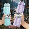 1PC Cute Group Cartoon Character Print 750ml Color Plastic Sports Water Bottle Leakproof Flip Straw Lid Suitable for Sports Office Home Use