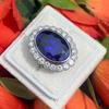 Кольцо в стиле ретро с темно-синим танзанитом в стиле дворца для женщин в европейской и американской группе с цирконием