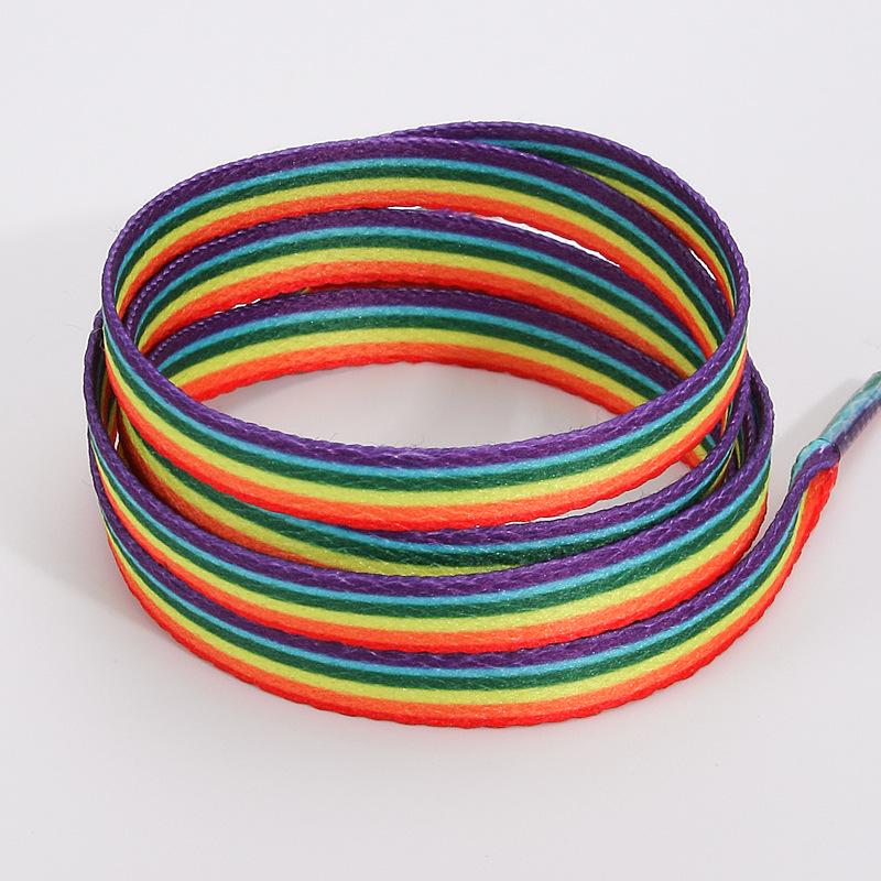 Яркие градиентные плоские шнурки для мужской и женской повседневной спортивной обуви - Радужный принт
