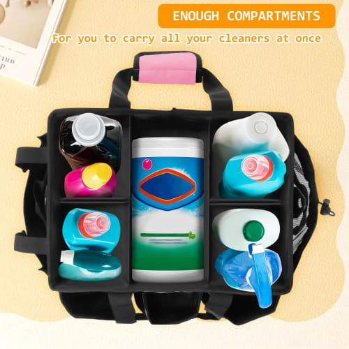 Clyfanesy Cleaning Supplies Storage Bag, Work Bag, Multi-functional Pockets, Waterproof Cleaning Tote Bag, 2-Way, Compact Design, Shoulder Strap, Remo