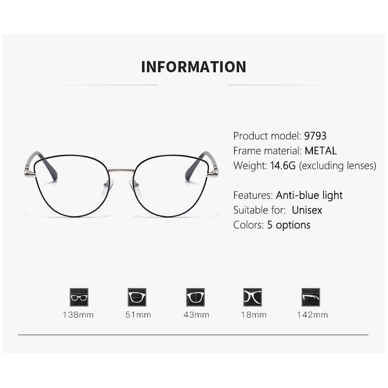 2PCS Fashion Cat Glasses Frame Photosensitive Color Change Versatile High-end Anti-blue Light Outdoor Myopia Glasses 9793