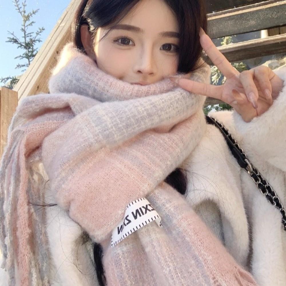 Warm Long Tassel Scarves Windproof Neck Warmer New Shawl Wrap Autumn and Winter