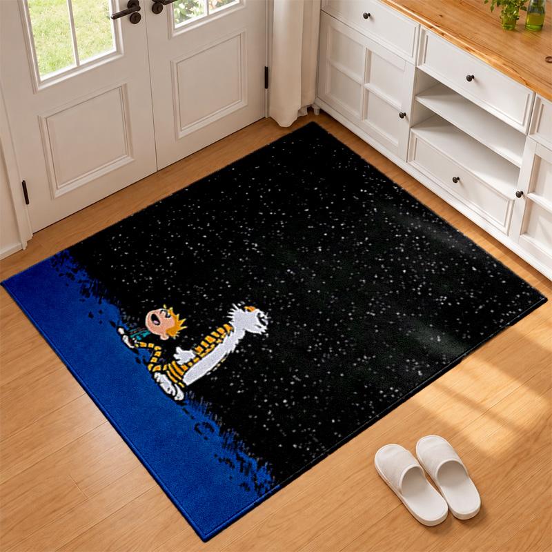 Calvin and Hobbes Carpet Door Mat for Living Room or Bedroom Protective Mat Under Chair Office Decoration Christmas Gift Birthday Present