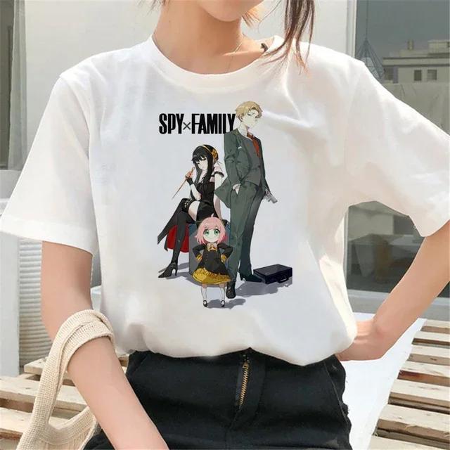Spy X Family Periphery Cartoon Funny Printed Unisexs Tshirt Lovers Loose Kawaii Tshirt Y2K Round Neck Fashion Tshirt