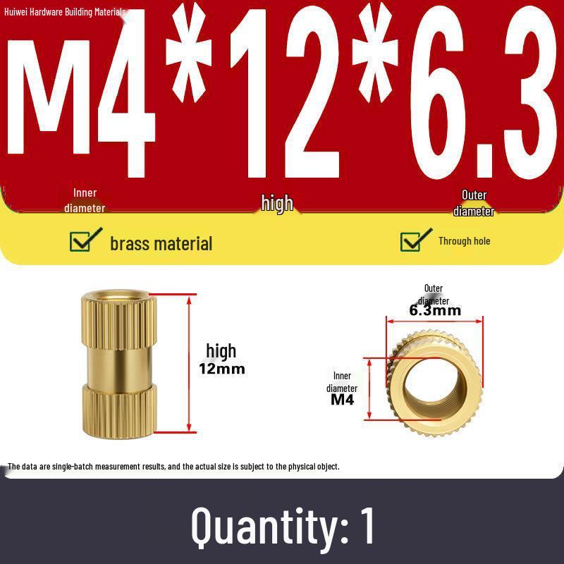 Two-Way Injection Molding Copper Knurled Nut Insert (M2-M8)