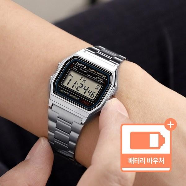 Casio Square Retro Vintage Free Buckle Shared Electronic Watch + Battery Exchange Voucher Package