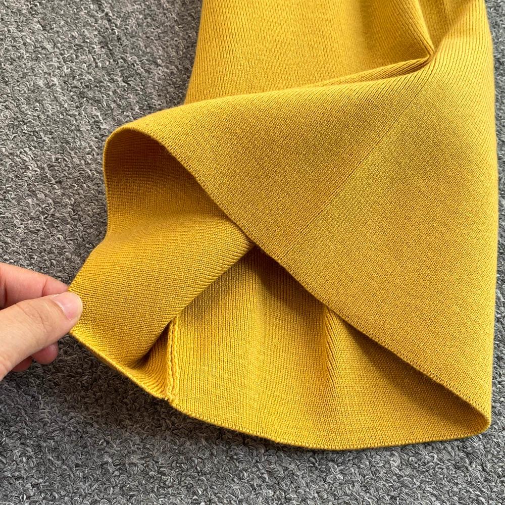 Осенне-зимний трикотажный свитер, брюки, комплект из двух предметов, женская водолазка на молнии, куртка и брюки длиной до щиколотки